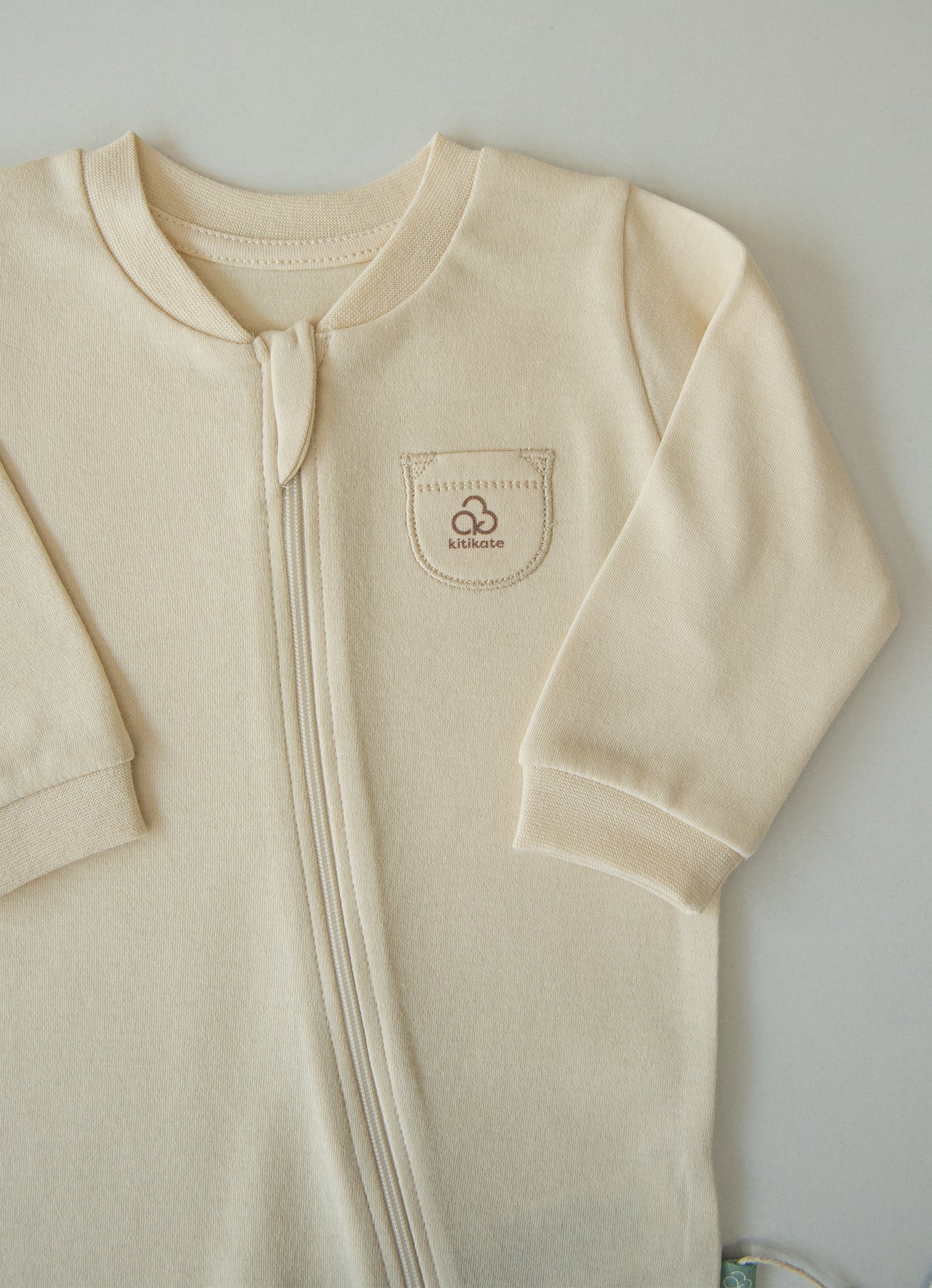 Organic New Basic Strampler mit Reißverschluss Beige Natur