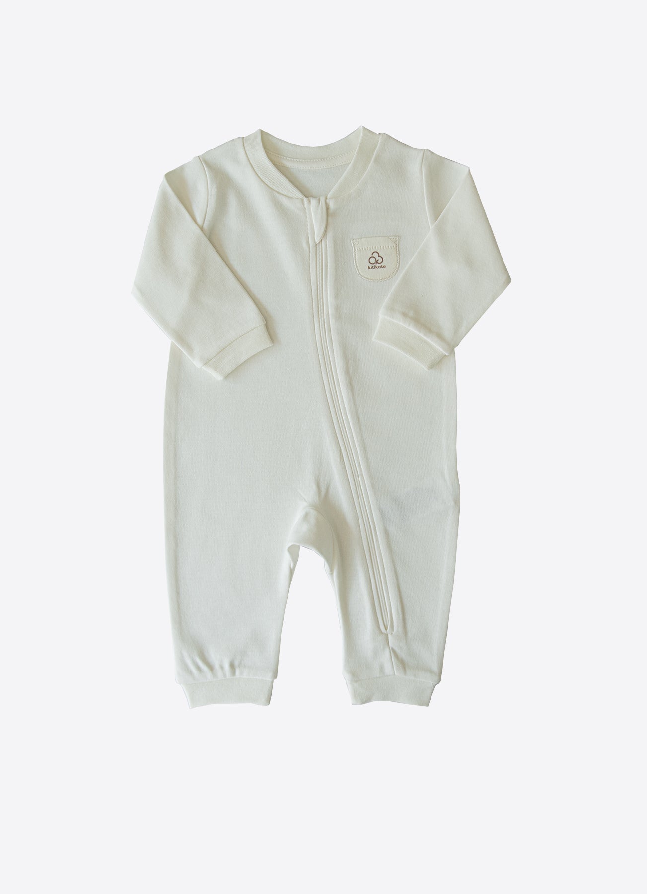 Organic New Basic Strampler mit Reißverschluss Weiß Ecru