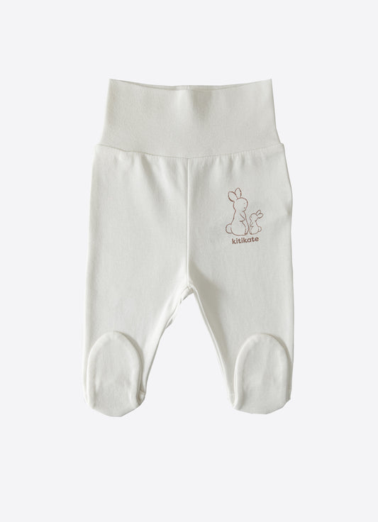 Organic New Basic Hose mit Füßchen Weiß Ecru