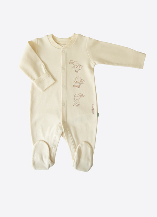 Organic New Basic Strampler mit Füßchen Beige Natur