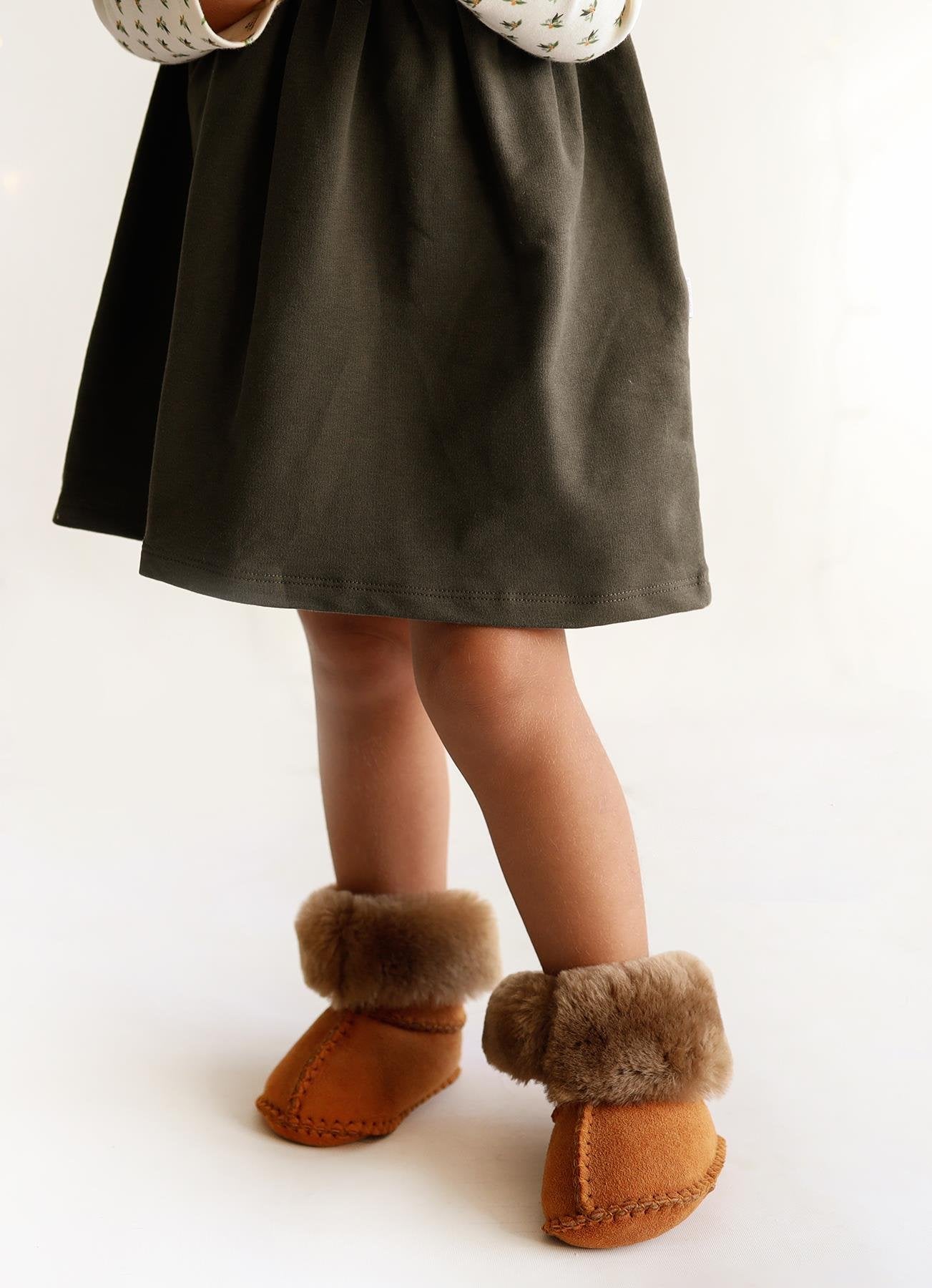 Booties Leder Braun (echtes Lammfell)