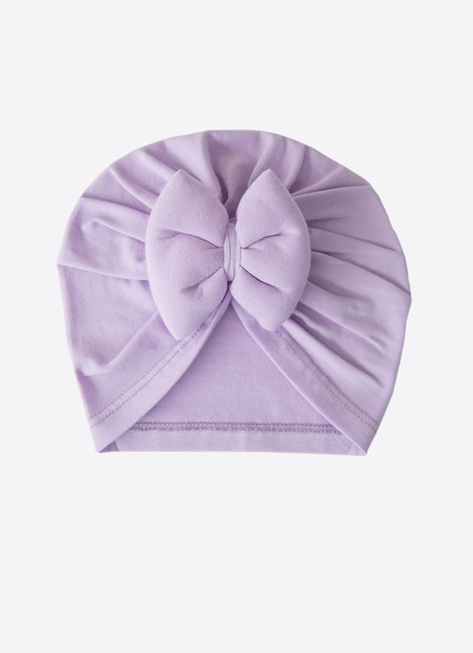 Organic Mütze mit Schleife Lila