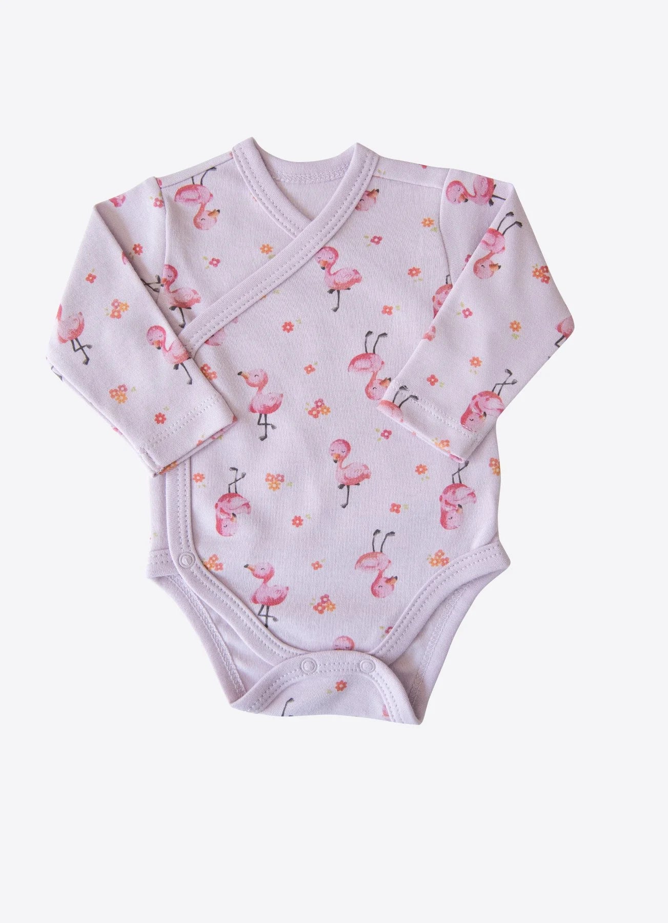 Organic Flamingo Langarm Wickel-Body 3er Set