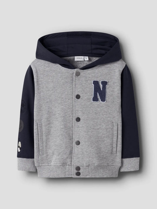 Sweatshirt Cardigan Bru Grey Melange