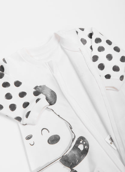 Organic Strampler mit Reißverschluss Panda