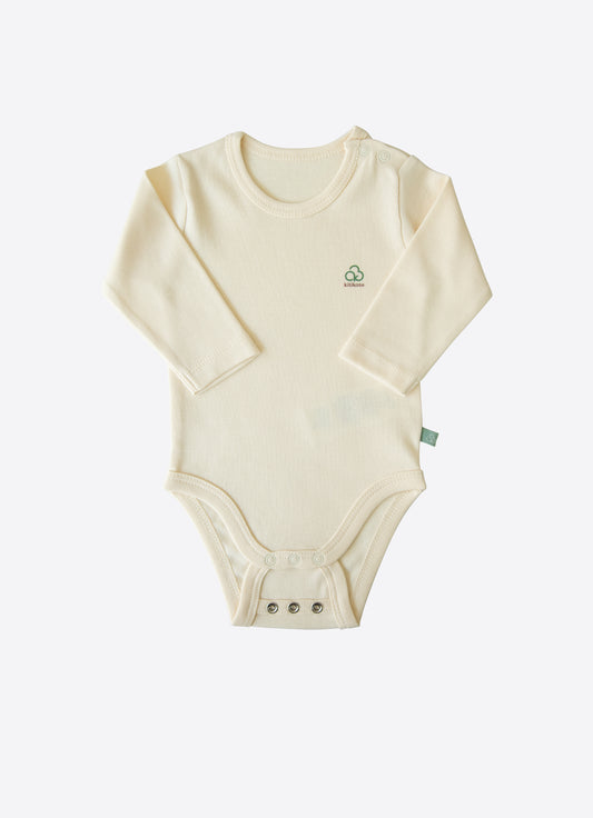 Organic New Basic Verlängerbares Langarm-Body Cremeweiß