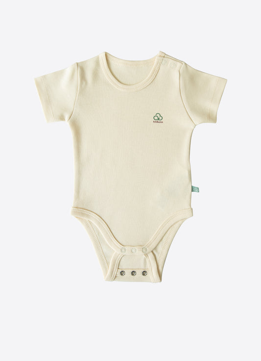Organic New Basic Verlängerbares Kurzarm-Body Cremeweiß