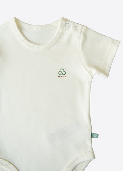 Organic New Basic Verlängerbares Kurzarm-Body Weiß