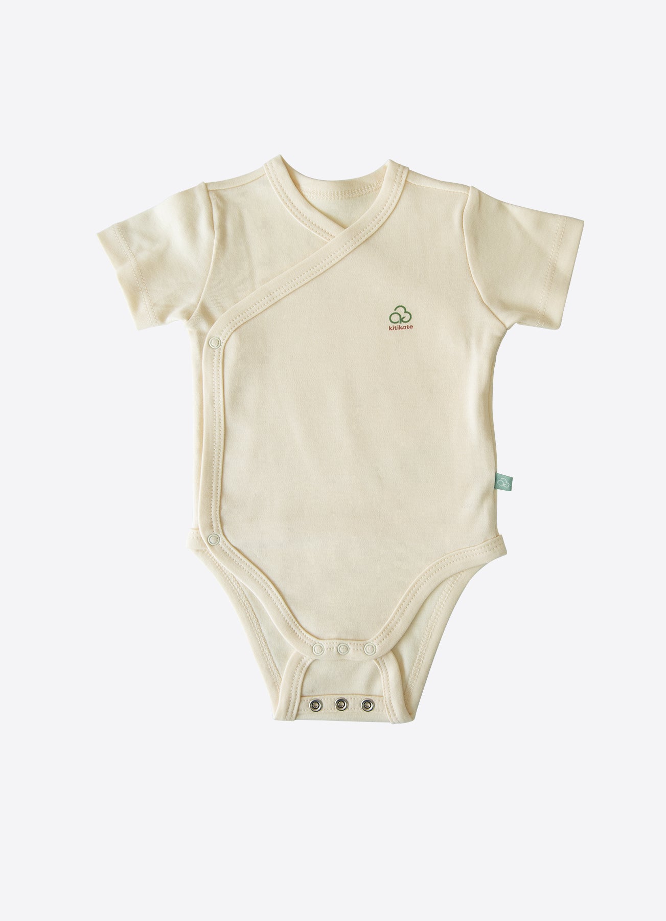 Organic New Basic Kurzarm Verlängerbares Wickel-Body Cremeweiß