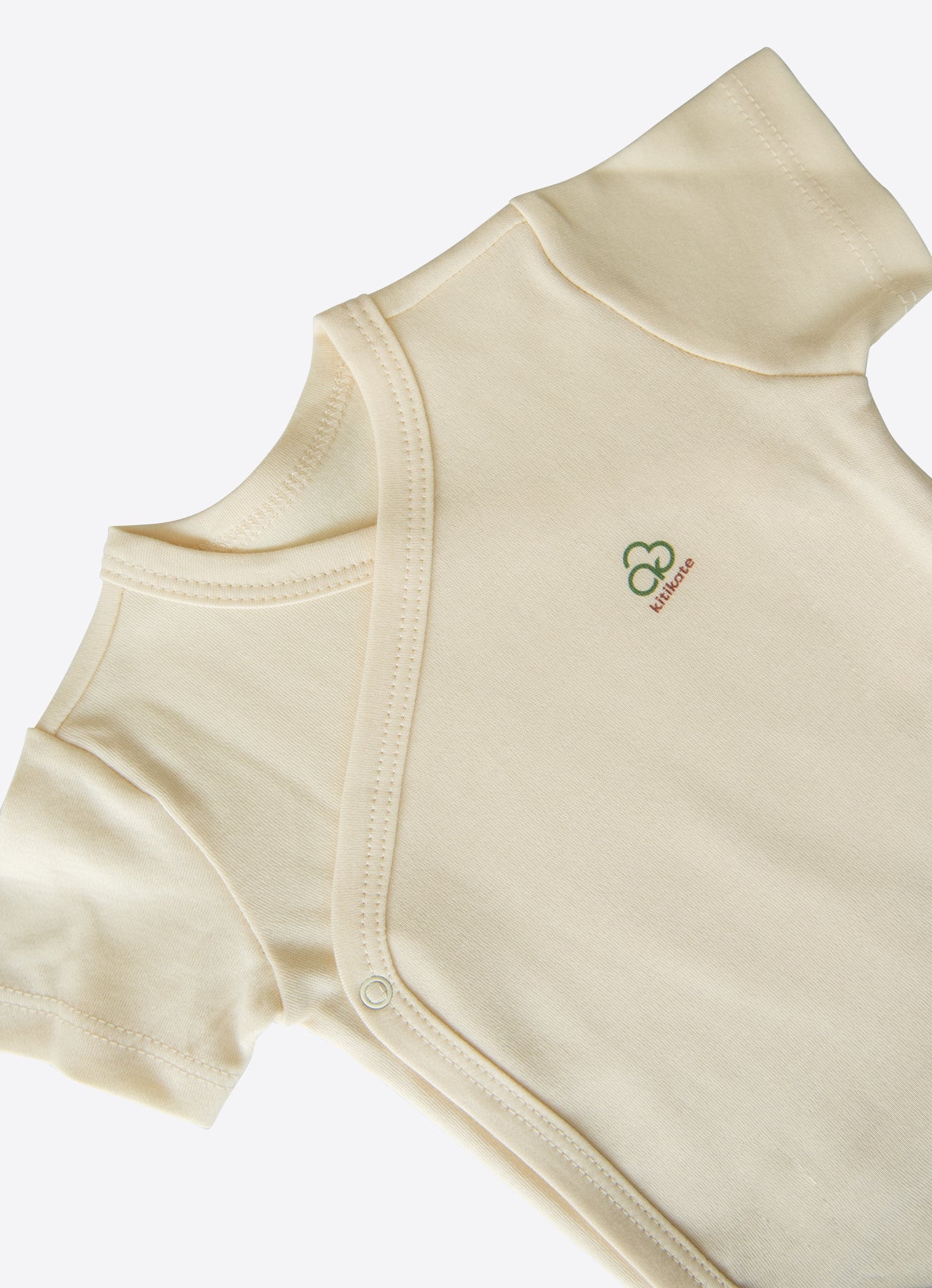 Organic New Basic Kurzarm Verlängerbares Wickel-Body Cremeweiß