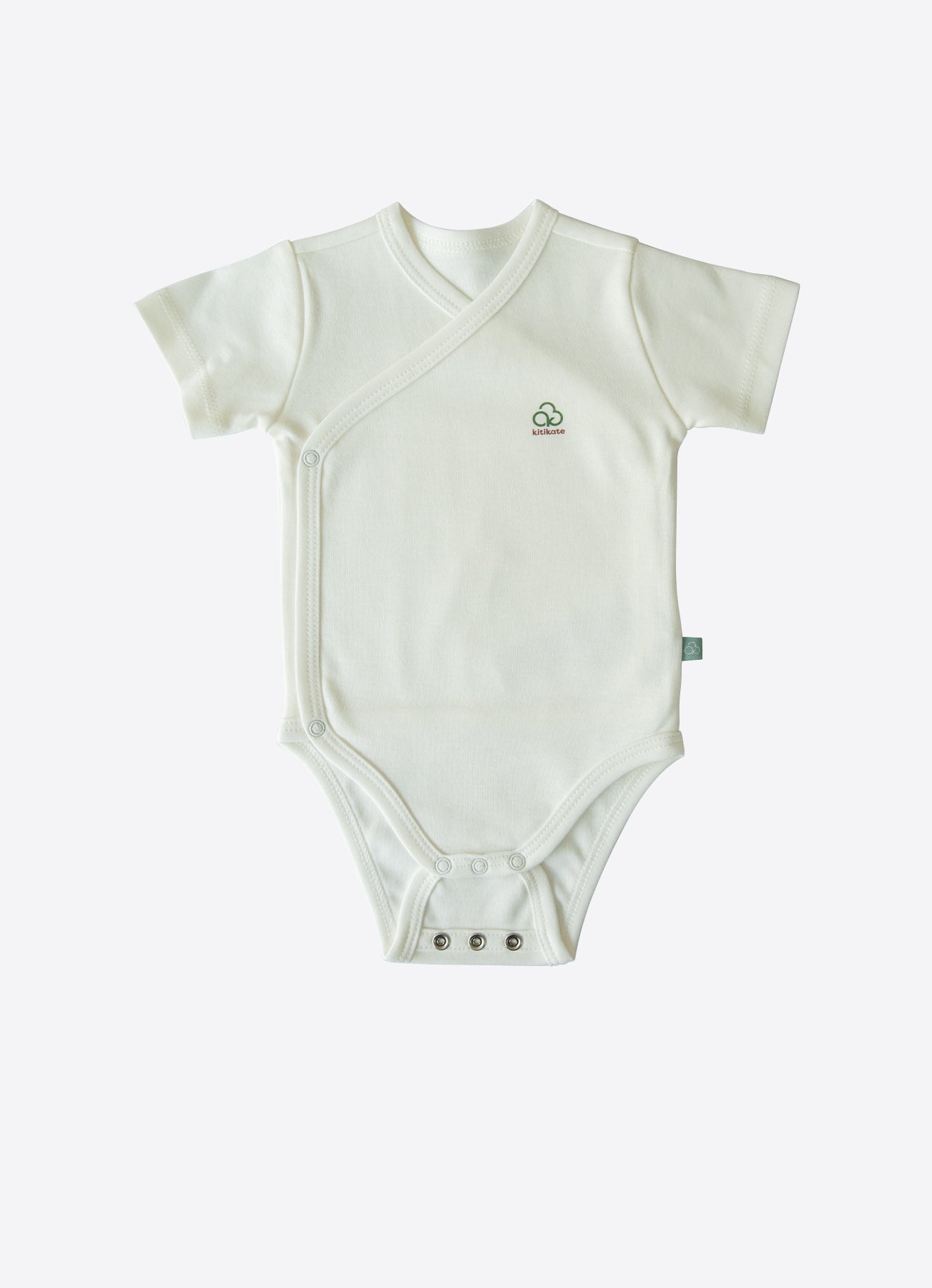 Organic New Basic Kurzarm Verlängerbares Wickel-Body Weiß