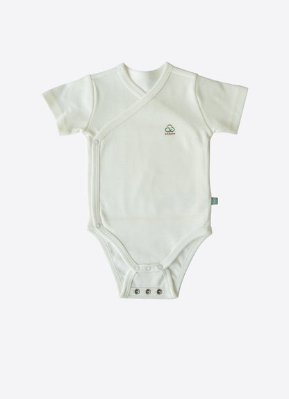 Organic New Basic Kurzarm Verlängerbares Wickel-Body Weiß