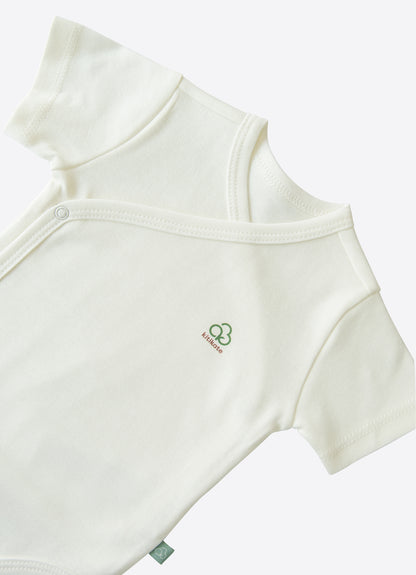 Organic New Basic Kurzarm Verlängerbares Wickel-Body Weiß