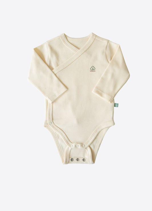 Organic Doppelgröße Langarm Wickel Body Cremeweiß New Basic