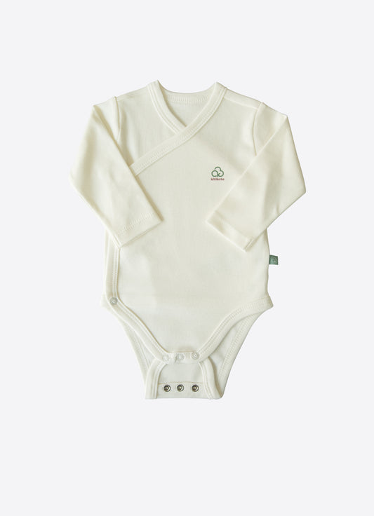 Organic Doppelgröße Langarm Wickel Body Weiß New Basic