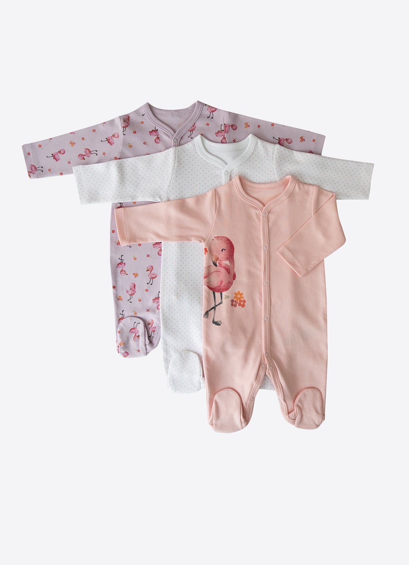 Organic Flamingo Strampler 3-teiliges Set