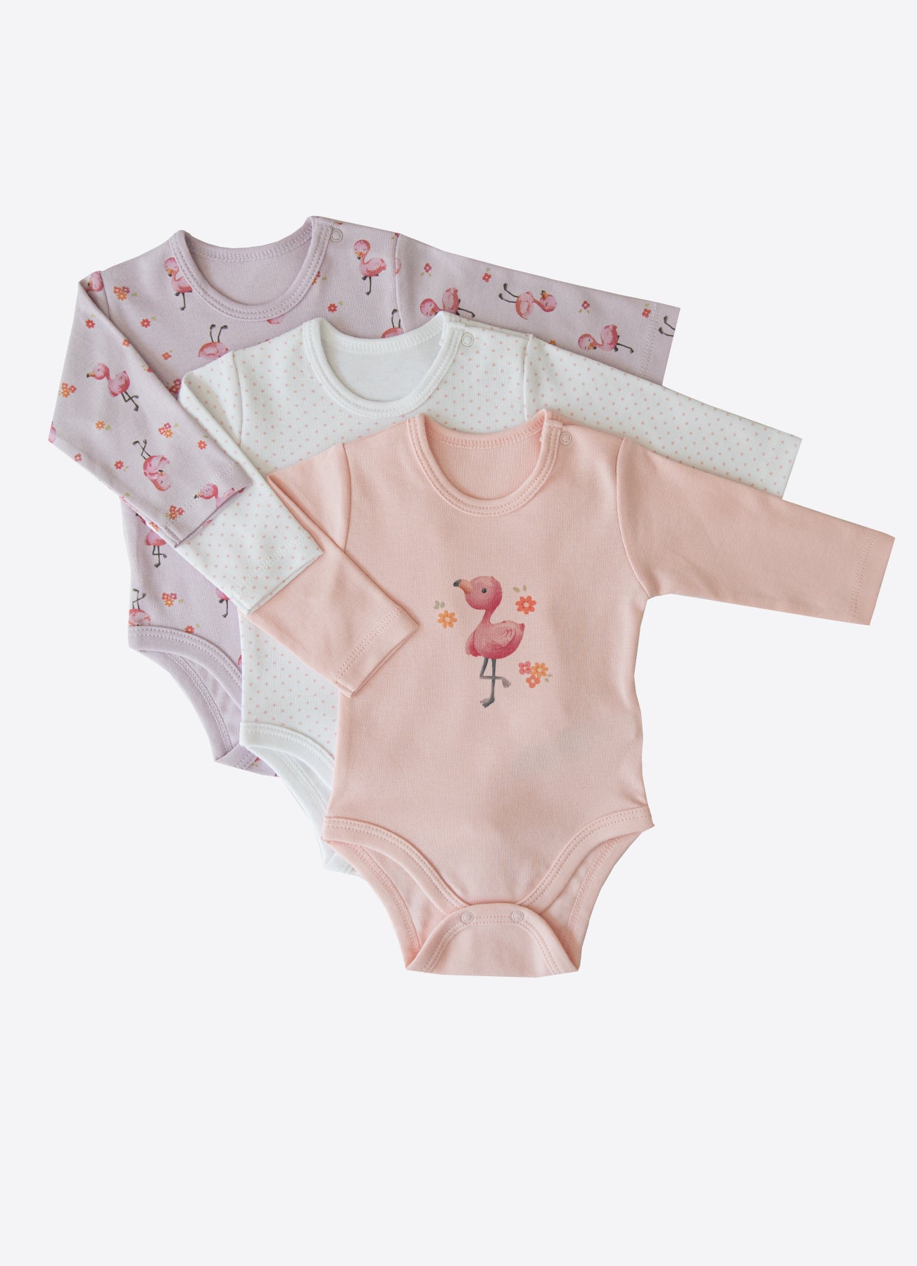 Organic Flamingo Langarm-Body 3er Set