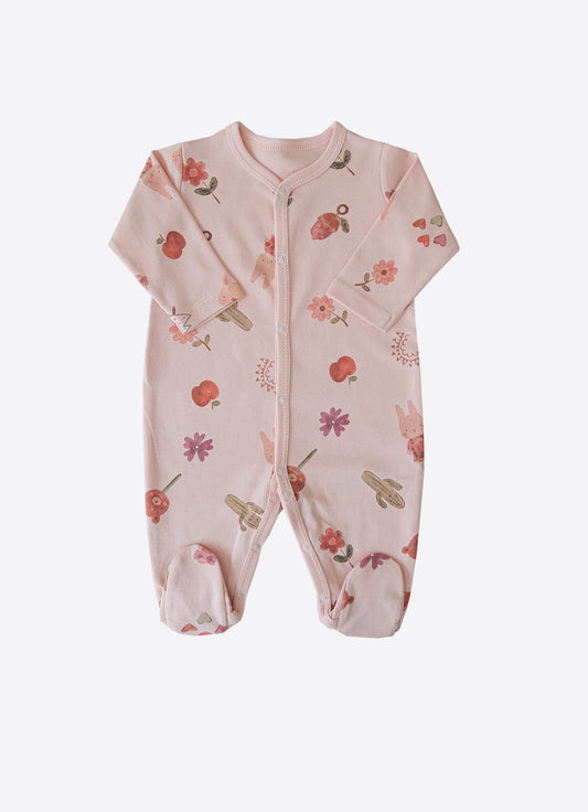 Bio Bunny Strampler mit Füßchen Hellrosa