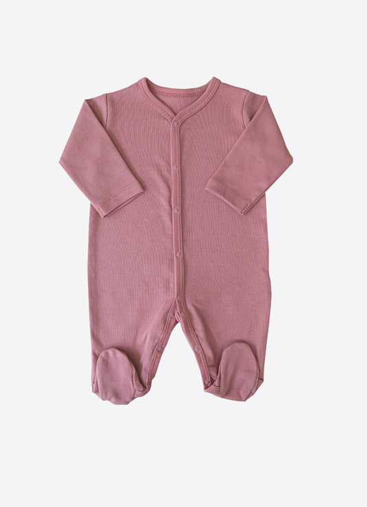 Bio Bunny Strampler mit Füßchen Dunkelrosa