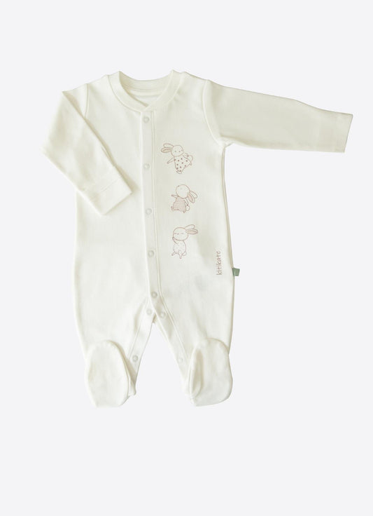 Organic New Basic Strampler mit Füßchen Ecru